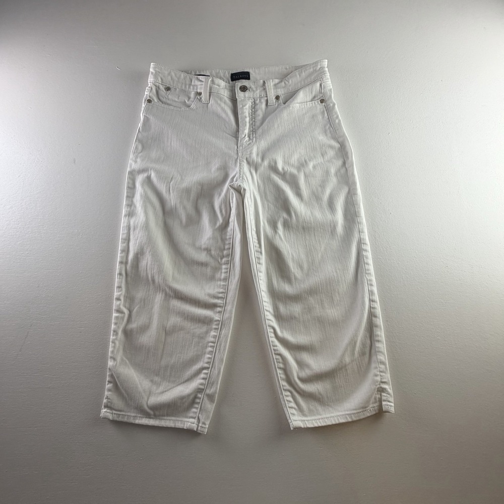 Talbots Cropped Straight White Jeans Size 4 Stretch Pedal Pusher Jean Pants